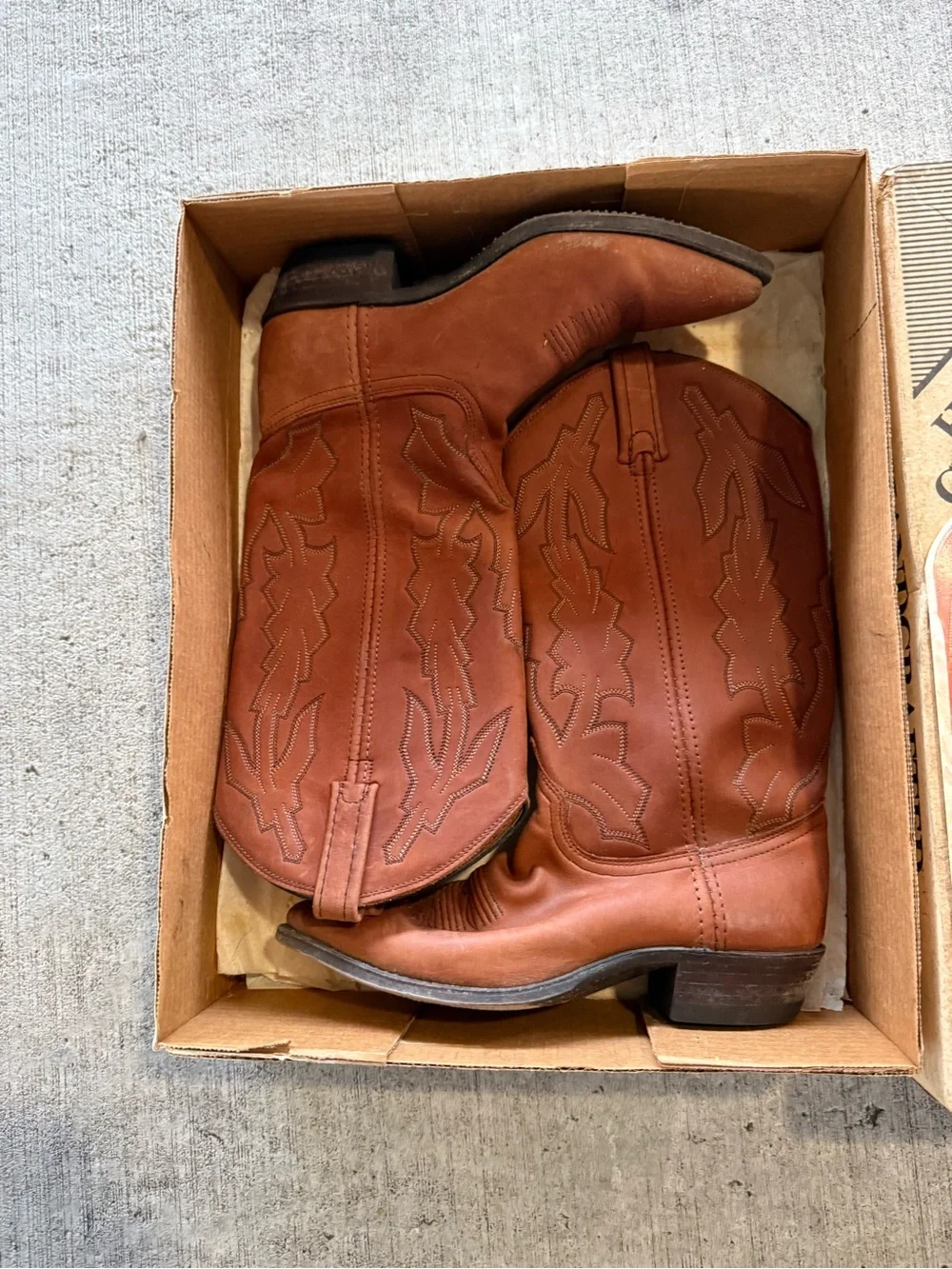 Dan Post Chestnut Brown Leather Western Cowboy Boots Vintage Size 8
